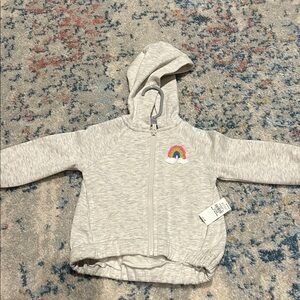 NWT 12-18M old navy Gray Kids Hoodie with Rainbow Embroidery